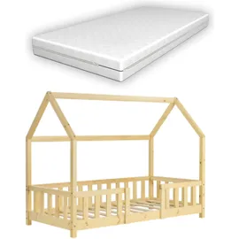 [en.casa] Kinderbett Sisimiut 70 x 140 cm Kiefer natur beige