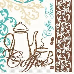Mank Serviette aus Tissue - Coffee/Tea, 33  x 33 cm, 100 Stück - Kaffee Tee Kakao Latte Macchiato Cappuccino