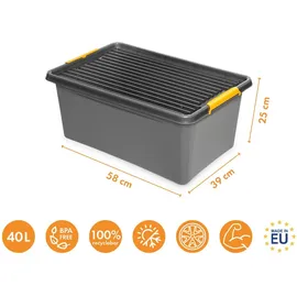 Kreher Technik Aufbewahrungsbox Solid Box 40 l 2-tlg. Grau