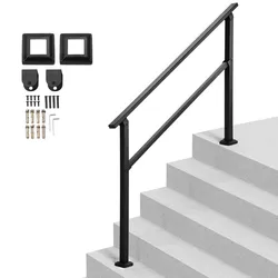 VEVOR Handlauf Geländer für 4–5-stufige Treppen schwarzes Vierkantrohr 138cm