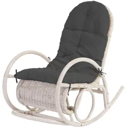 Schaukelstuhl Queluz, Schwingsessel Rattansessel, weiß ~ Auflage grau