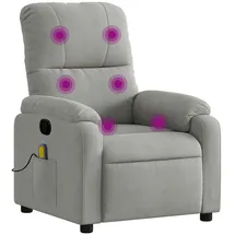 vidaXL Massagesessel Hellgrau Mikrofasergewebe 89,5 x 103,5 x 0 cm grau mit Fernbedienung