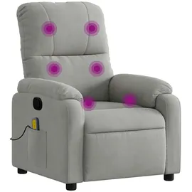 vidaXL Massagesessel Hellgrau Mikrofasergewebe 89,5 x 103,5 x 0 cm grau mit Fernbedienung