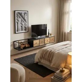 KADIMA DESIGN Lowboard 150x25 cm Schwarz/Massivholz/Metall