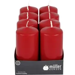 Müller Kerzen Stumpenkerze, karminrot 2481206091 , 1 Packung = 8 Stück, (Ø x H): 57 x 120 mm