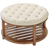 Vevor runder großer Couchtisch 81 x 81 x 47,6 cm Leinenfarbe