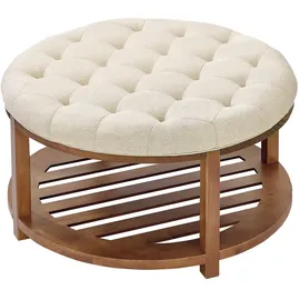 Vevor runder großer Couchtisch 81 x 81 x 47,6 cm Leinenfarbe