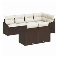 vidaXL Garten Essgruppe mit Kissen Braun Poly Rattan