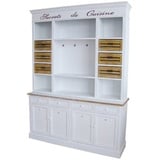 Casa Padrino Küchenbuffet Landhausstil Küchenschrank Antik Weiß / Naturfarben 160 x 43 x H. 218 cm - Landhausstil Küchenmöbel