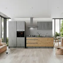 P & B Küchenzeile Isis 325 cm E-Geräte artisan eichefarben/chromix anthrazit
