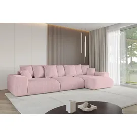 altdecor Ecksofa Cord mit Schlaffunktion 2-Sitzer Rosa