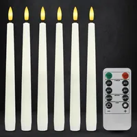 Dixmas LED Stabkerzen mit Fernbedienung, 6er Set Flammenlose LED-Kerzen mit Timerfunktion, Fensterkerzen, für Weihnachtsdeko, Hochzeit