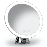 Fancii wiederaufladbarer Vergrößerungsspiegel mit 3 dimmbaren LED Lichteinstellungen, 10 facher Vergrößerung, Starker Saugnapf, 20cm beleuchteter Make-Up Kosmetikspiegel mit Blendfreier Licht