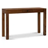 KADIMA DESIGN Schreibtisch 118x40x76 cm Massivholz Computertisch mit Schublade, Homeoffice Bürotisch Massiv Schmal Platzsparend, Holztisch Laptoptisch