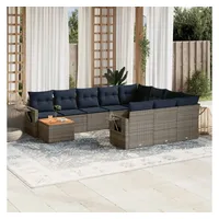 vidaXL Gartensofa-Set 11-tlg. grau Polyrattan