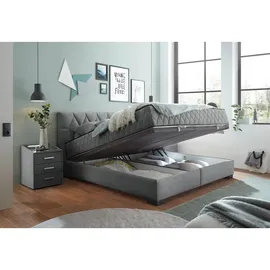 Stella Trading Mid.you Boxbett, Anthrazit, - H4, 9-Zonen, 180x200, cm, gepolstertes Kopfteil, Bettkasten, Federkernmatratze, Wendematratze mit unterschiedlichen Härtegraden, Schlafzimmer, Betten, Doppelbetten