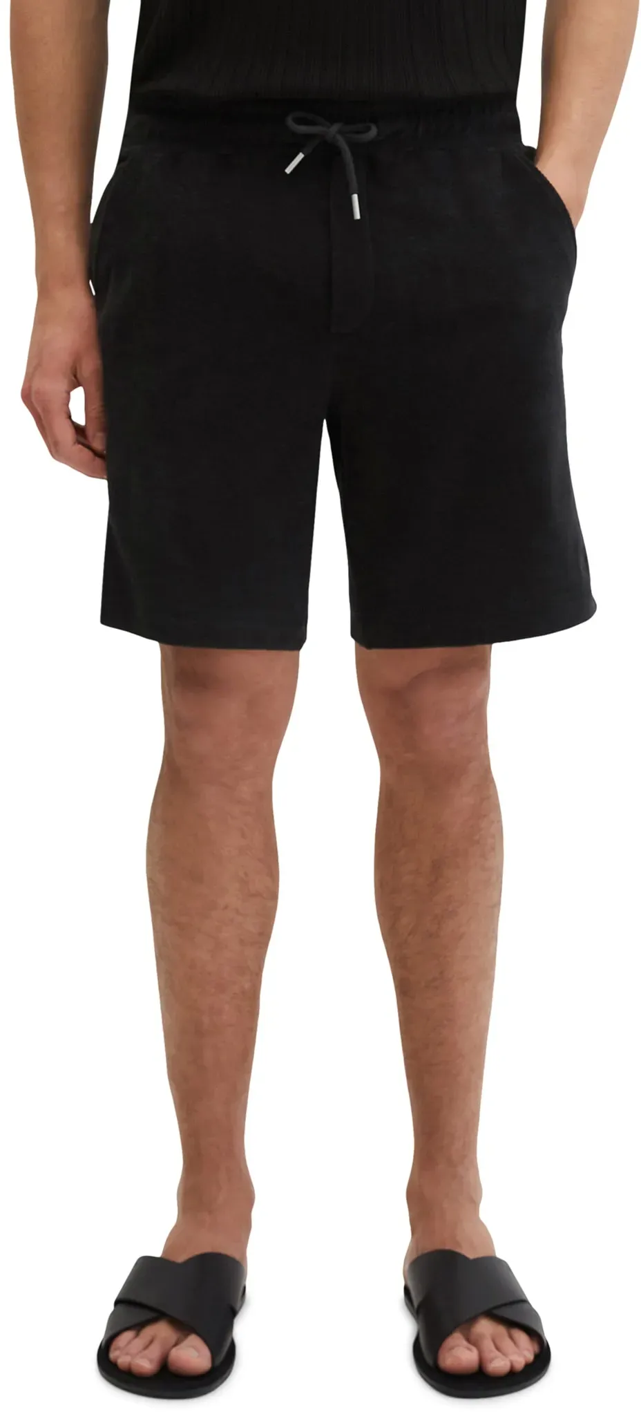 Shorts MARC O'POLO, Herren, Gr. L, N-Gr, schwarz, Frottee, Obermaterial: 100% Baumwolle, regular fit kniefrei, Hosen Shorts, regular aus reiner Bio-Baumwolle, Frottee