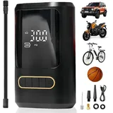 Elektrische Luftpumpe mit 4000mAh Akku, 150PSI, Tragbar Fahrradpumpe, LED Licht, USB-Aufladung, Mini Kompressor für Alle Ventile, Auto, Fahrrad