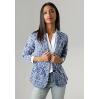 Aniston SELECTED Kurzblazer ANISTON SELECTED Gr. 36, blau (rauchblau-royalblau-dunkelblau) Damen Blazer aus strukturiertem Jacquard