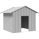 vidaXL Hundehütte mit Dach 131 x 101 x 102 cm Stahl Grau