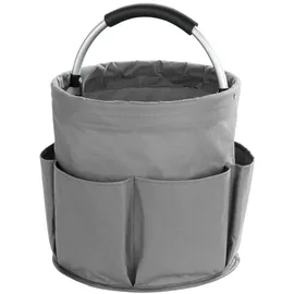 Maximex Reinigungs Caddy, Putztasche mit 6 Außenfächern, 16 l Hauptfach, stabiler Organizer für Putzmittel und Zubehör, gepolsterter Tragegriff, faltbar, wasserabweisend, Ø 28 x 26,5 cm,Polyester,Grau