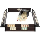 spar-home® Rummy Premium Holz Okey Set mit Melamin Steine Brettspiele für Erwachsene Gesellschaftsspiele Original Türkisch Rummikub Holz Spiel Familienspiele (Dunkelbraun)