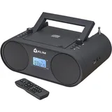 Memorex KLIM Boombox B4 Radio Analog AM, FM Schwarz Playback MP3, Bluetooth, AUX, USB tragbar mit kabellosem Modus und aufladbaren Akku + Mit Fernbedienung, Autosleep, Digital EQ