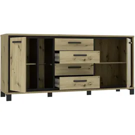 Forte Sideboard Trondheim 177,4 x 81,3 x 41,5 cm Schwarz / Artisan Eiche