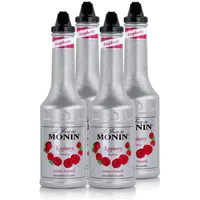 Monin Fruchtpüree Mix Raspberry Himbeere 1L Cocktails Milchshakes (4er Pack)