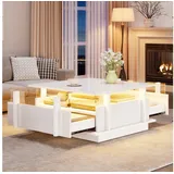 Okwish Couchtisch Weiß MDF 70 x 70 x 35 cm