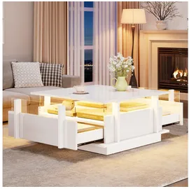 Okwish Couchtisch Weiß MDF 70 x 70 x 35 cm