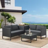 Juskys Polyrattan Lounge Santorini - Schwarz