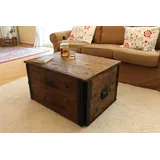 Uncle Joe ́s Holzkiste Truhe Couchtisch Beistelltisch Vintage Shabby chic Landhaus Massivholz nussbaum