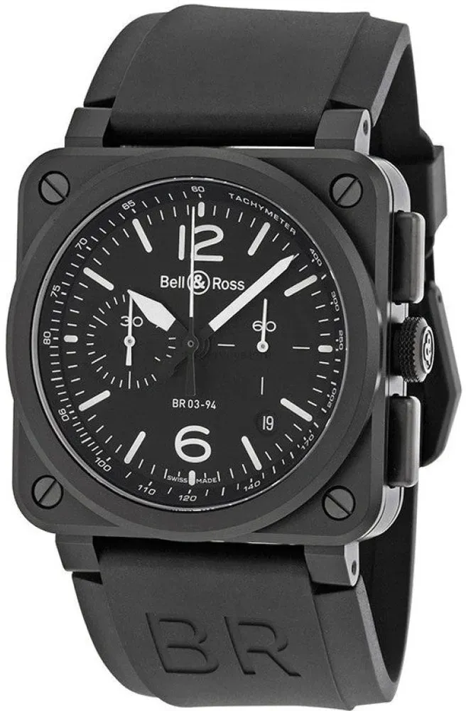 Bell & Ross Men's BR0394-BL-CE Aviation Chronograph Steel Automatic Watch