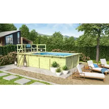Karibu Rechteckpool 440 x 350 x 125 cm inkl. Terrasse