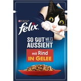 FELIX So gut wie es aussieht Katzenfutter nass in Gelee, mit Rind, 26er Pack (26 x 85g)