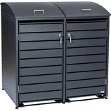 Zelsius Mülltonnenbox mit abgerundetem Deckel für zwei 120 - 240 Liter Mülltonnen Anthrazit ral 7016 - Zelsius