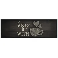 VidaXL Küchenteppich Waschbar Tasse Schwarz 60x180 cm Samt