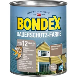 BONDEX Dauerschutz Farbe Außen Holzfarbe, Hochdeckend, Wetterschutz, Sonnenlicht (Sahara), 0,75 l