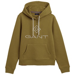 GANT Damen Hoodie - Lock Up Sweat Hoodie, Kapuzen-Pullover, Logo Stickerei Grün (Utility Green) XS