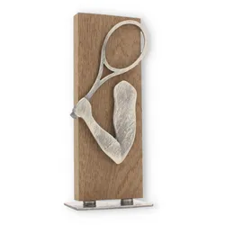 Pokal Zamakfigur Tennisspieler silber auf Holzbrett 25,0cm