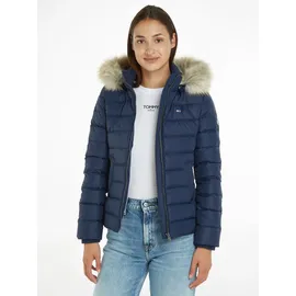 Tommy Hilfiger Daunenjacke TOMMY JEANS "BASIC HOODED DOWN JACKET", Damen, Gr. XS (34), blau (twilight navy), Web, Obermaterial: 100% Polyester.