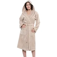 MAIAS art home® Bademantel mit Kapuze – 100 % Baumwolle Frottee – Damen & Herren – S bis XXL – 360g/m (DE/NL/SE/PL, Alphanumerisch, S, Regular, Regular, Beige) - S