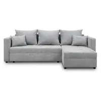 DesimeHome Ecksofa L-Form Schlaffunktion Bettkasten Gästebett 226cm Hellgrau - universell links/rechts Cord PetFriendly - Grau