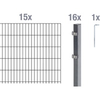 Globus Alberts Doppelstabmatten-Grundset 30 m 200 x 80 cm 6/5/6 anthrazit