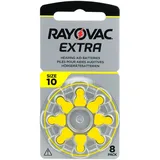 Rayovac Extra 10, 8 Stück, Hörgerätebatterien, hohe Leistung, Zink-Luft-Batterien, 1 Blisterkarte, gelb - 10AUX-8XEMF