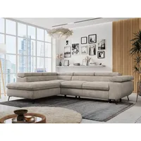 MKS Meble Ecksofa Sofa Beige, Wohnlandschaft L-Form mit Schlaffunktion und Bettkasten, Schlafsofa mit Bettkasten, Sofa mit Einstellbare Kopfstützen, Peter L... - Beige