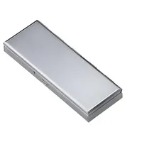 große eckige Pillendose verchromt 10.2 x 3.8 cm - Tablettendose 4 Fächer & Kunststoffeinsatz - Pillenbox für unterwegs, die Handtasche oder als Geschenk