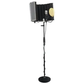 Pronomic CM-22 Großmembranmikrofon XLR-Kondensatormikrofon inkl. Popkiller und Screen Set (inkl. Spinne, Transportkoffer, Reduziergewinde, Windschutz, Popschutz Gold, Schall-Absorber) schwarz
