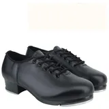 stepptanzschuhe für Damen Herren,Stepptanzschuhe für Anfänger,Jazz Stepptanzschuhe,verstellbare Schnürsenkel,Schwarze Steppschuhe aus Leder mit Durchgehender Sohle,Geeignet für tägliche Auftritte - 47 EU